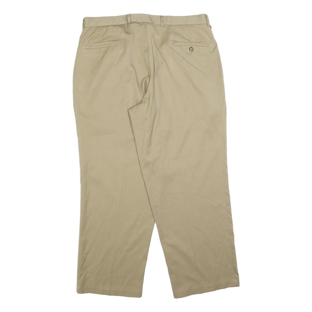 DOCKERS Mens Regular Beige Cotton Blend Trousers W36 L30 Classic Zip Pockets