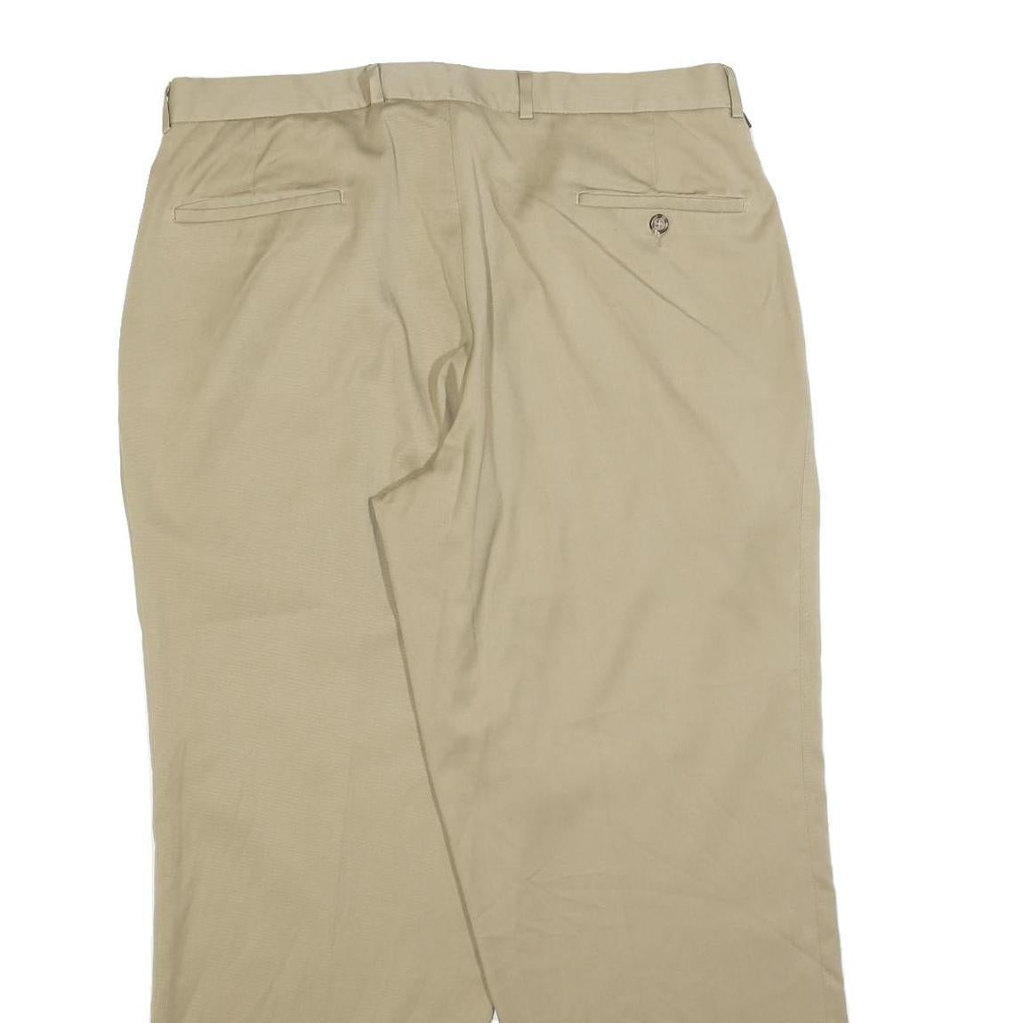 DOCKERS Mens Regular Beige Cotton Blend Trousers W36 L30 Classic Zip Pockets