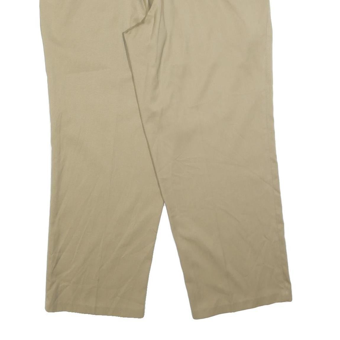 DOCKERS Mens Regular Beige Cotton Blend Trousers W36 L30 Classic Zip Pockets