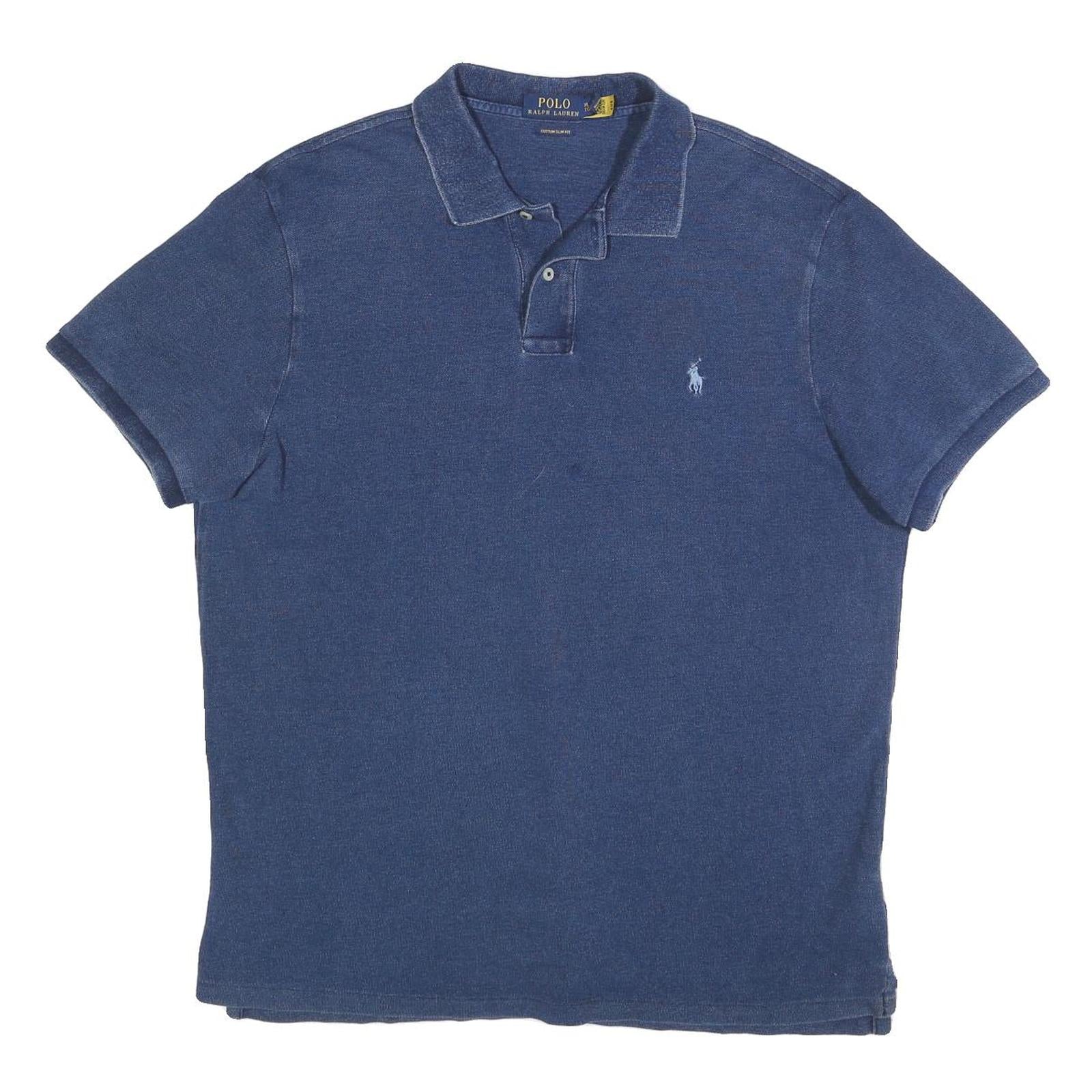 POLO RALPH LAUREN Mens Blue Short Sleeve Plain XL Cotton Polo Shirt Casual