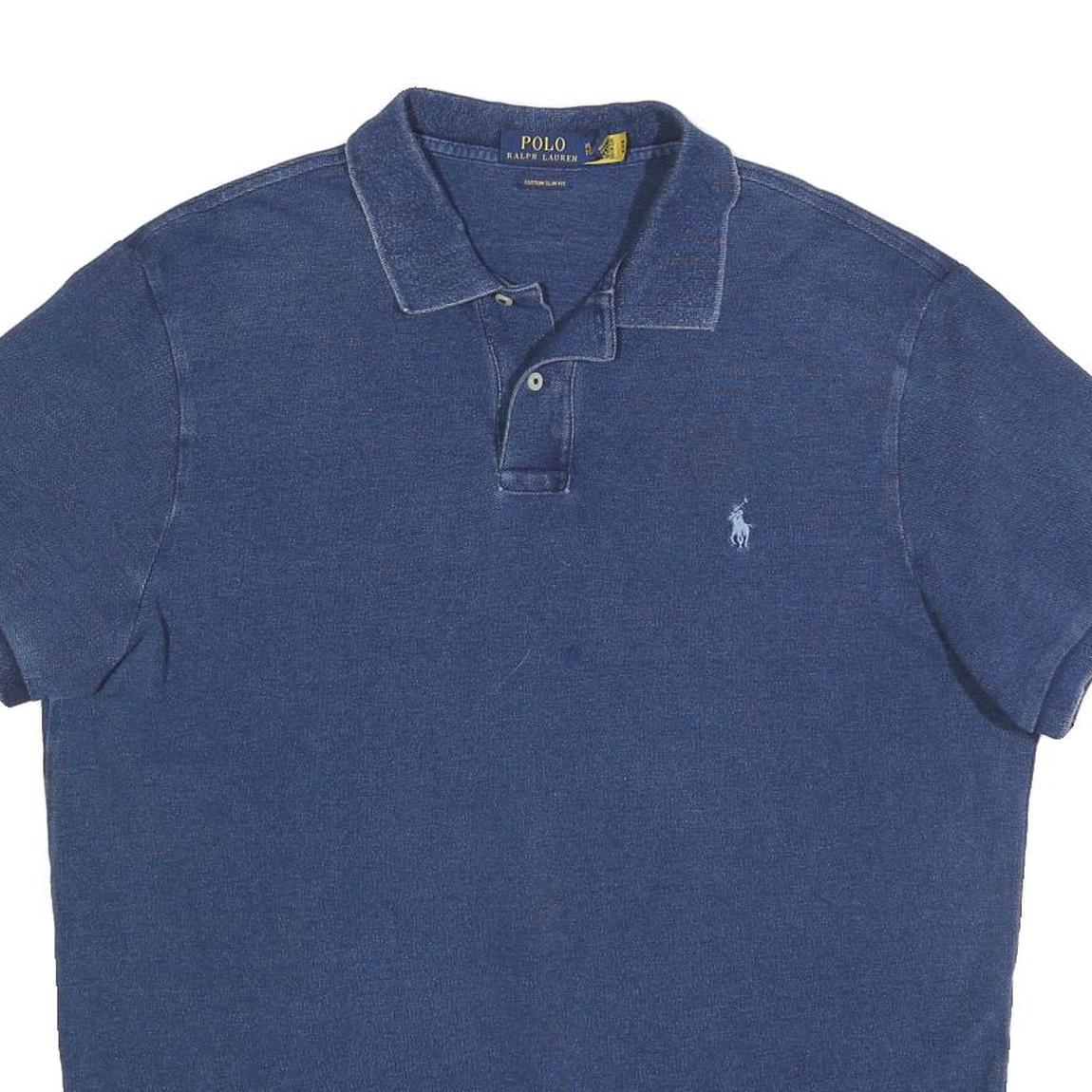 POLO RALPH LAUREN Mens Blue Short Sleeve Plain XL Cotton Polo Shirt Casual