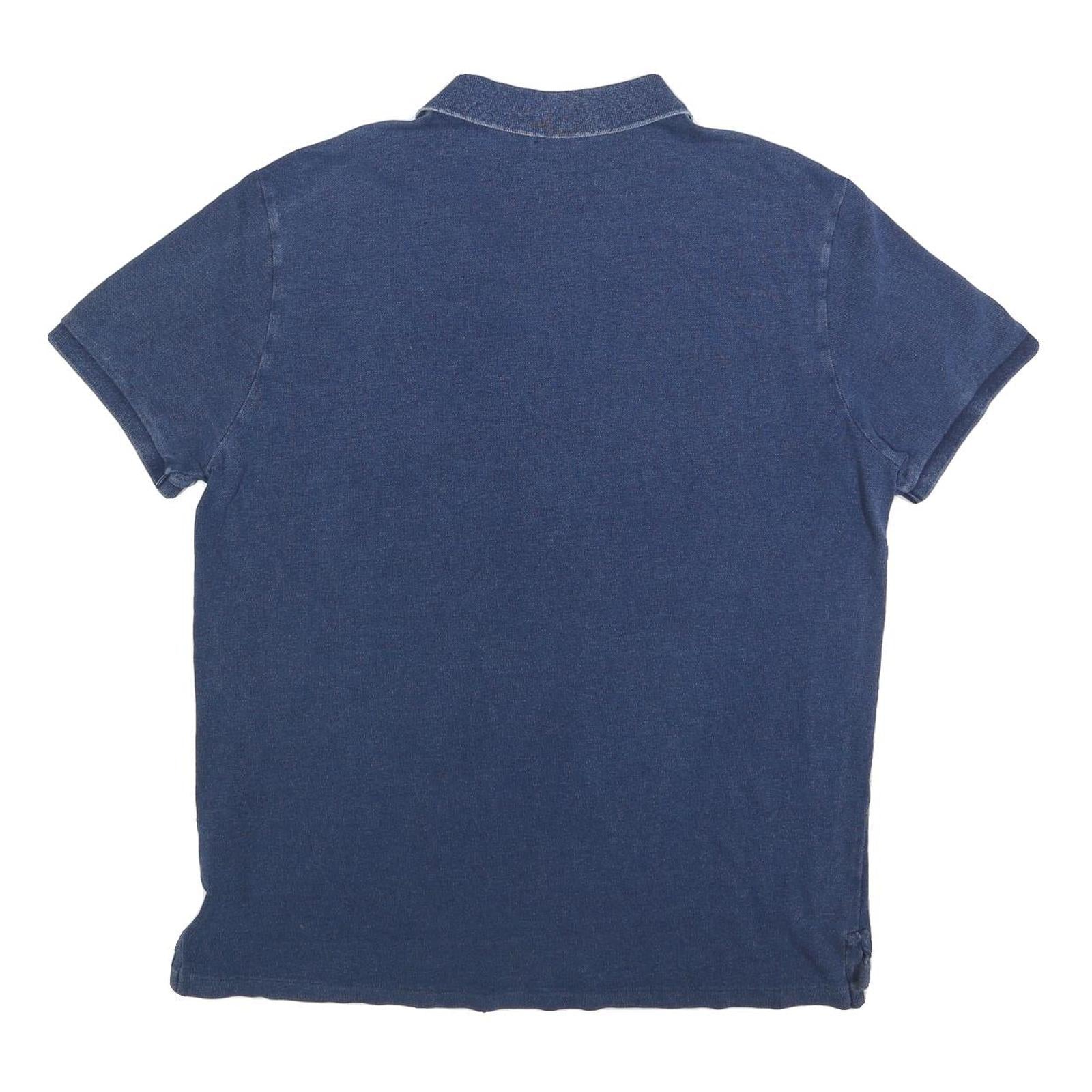 POLO RALPH LAUREN Mens Blue Short Sleeve Plain XL Cotton Polo Shirt Casual