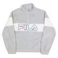 FILA Womens Grey & White Polyester Patterned 1/4 Zip Jumper M Casual Sport