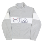 FILA Womens Grey & White Polyester Patterned 1/4 Zip Jumper M Casual Sport