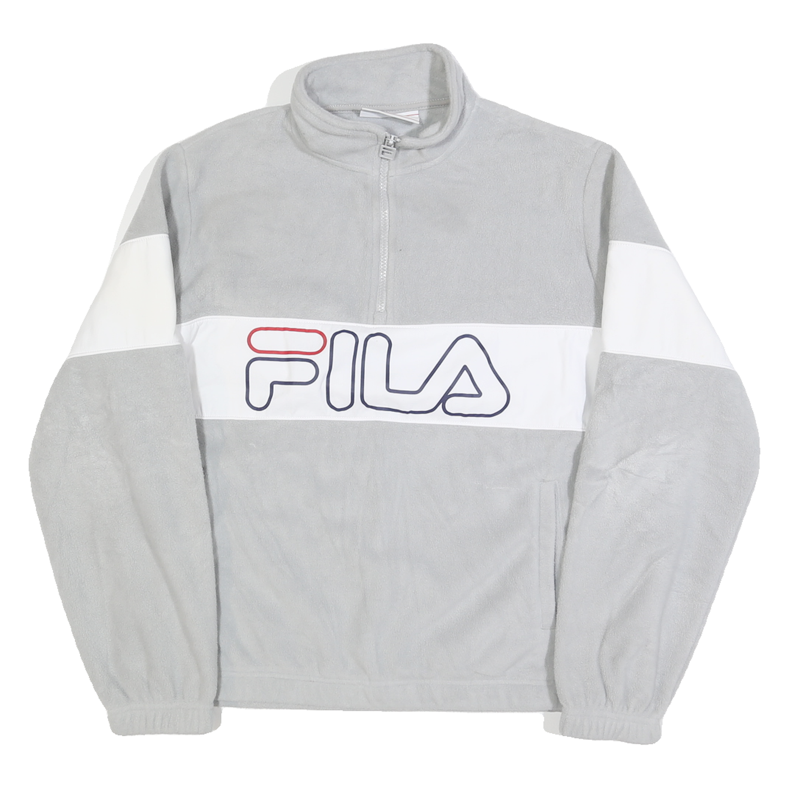 FILA Womens Grey & White Polyester Patterned 1/4 Zip Jumper M Casual Sport