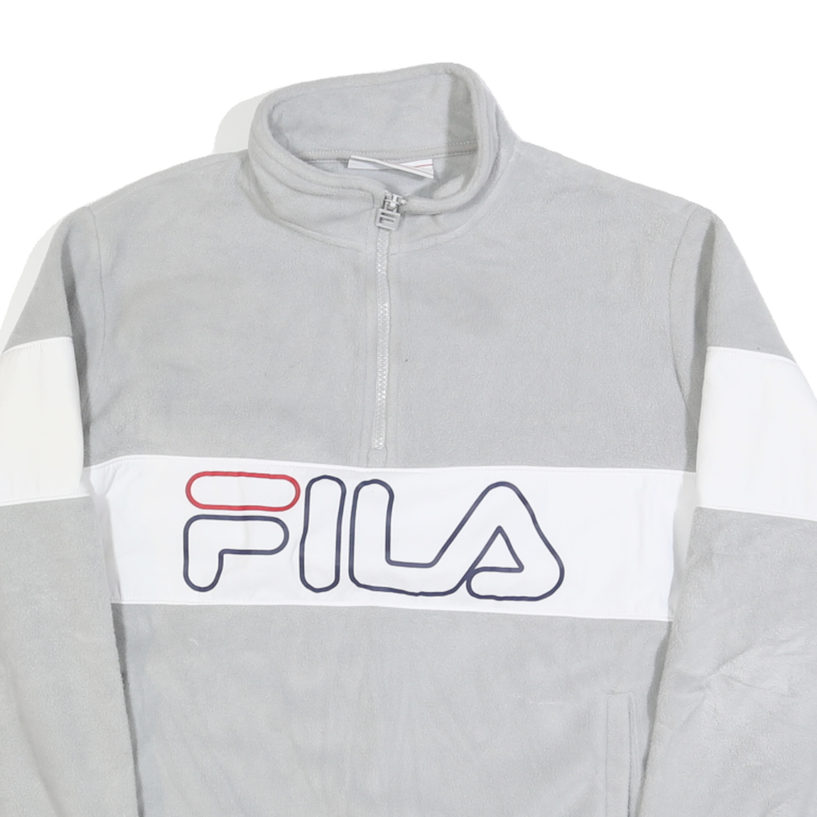 FILA Womens Grey & White Polyester Patterned 1/4 Zip Jumper M Casual Sport