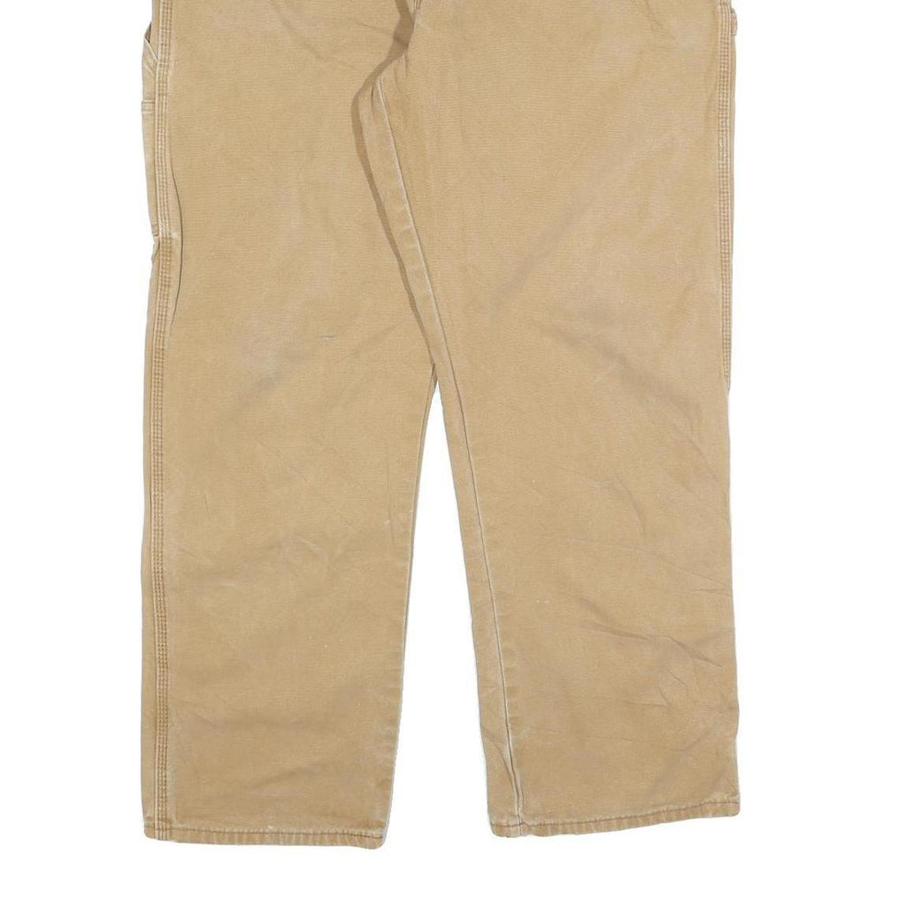 DICKIES Mens Relaxed Beige Cotton Blend Straight Leg Trousers W40 L32 Workwear