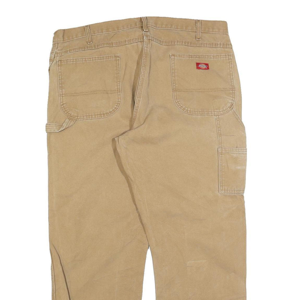DICKIES Mens Relaxed Beige Cotton Blend Straight Leg Trousers W40 L32 Workwear