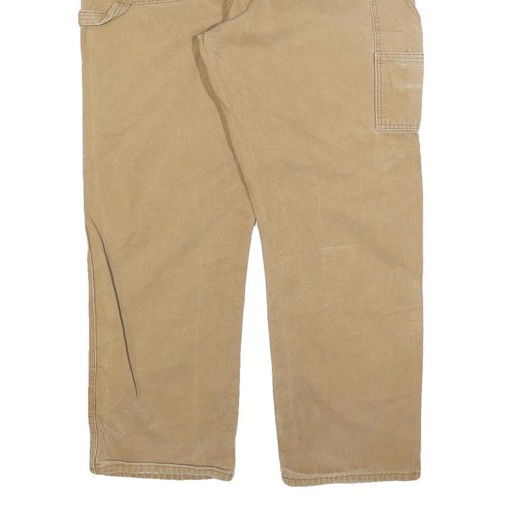 DICKIES Mens Relaxed Beige Cotton Blend Straight Leg Trousers W40 L32 Workwear