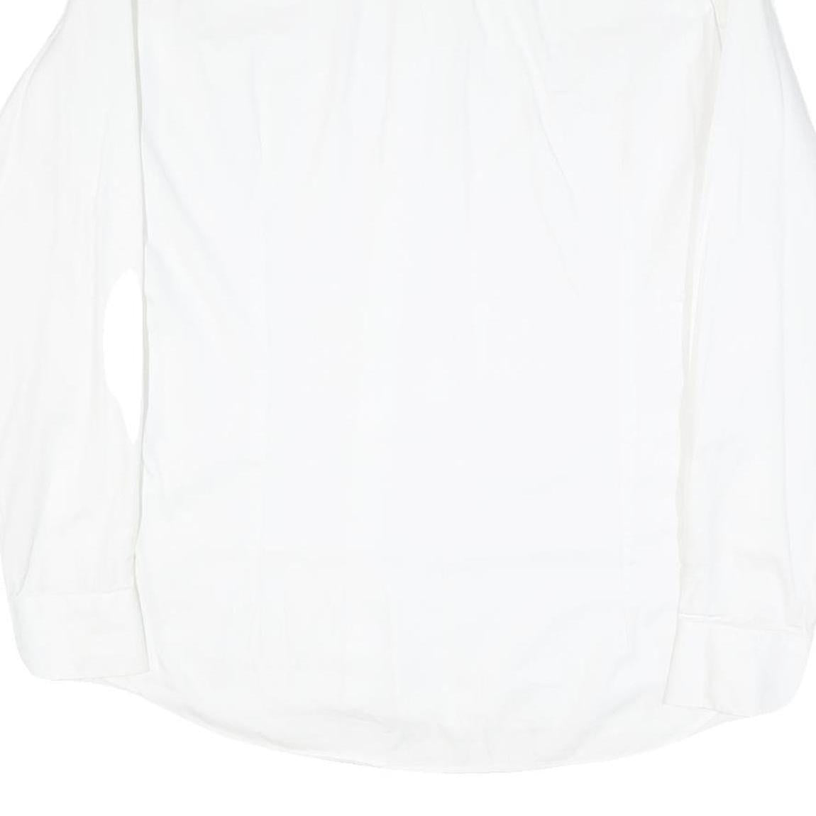 EMPORIO ARMANI Mens White Cotton Blend Shirt XL Smart Classic Button Up Formal