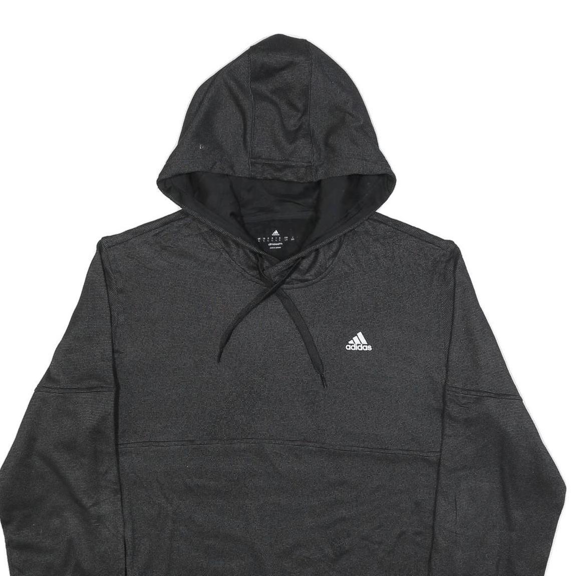 ADIDAS Mens Black Hoodie L Cotton Blend Pullover Lightweight Sportswear
