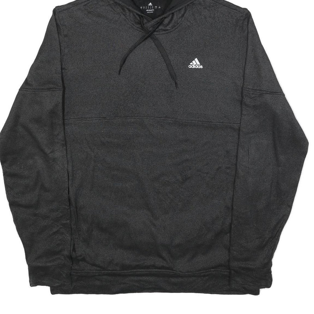 ADIDAS Mens Black Hoodie L Cotton Blend Pullover Lightweight Sportswear