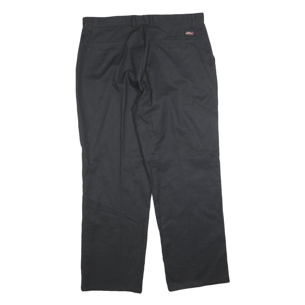 DICKIES Mens Black Regular Fit Straight Trousers Cotton Blend W36 L32 Workwear