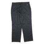 DICKIES Mens Black Regular Fit Straight Trousers Cotton Blend W36 L32 Workwear