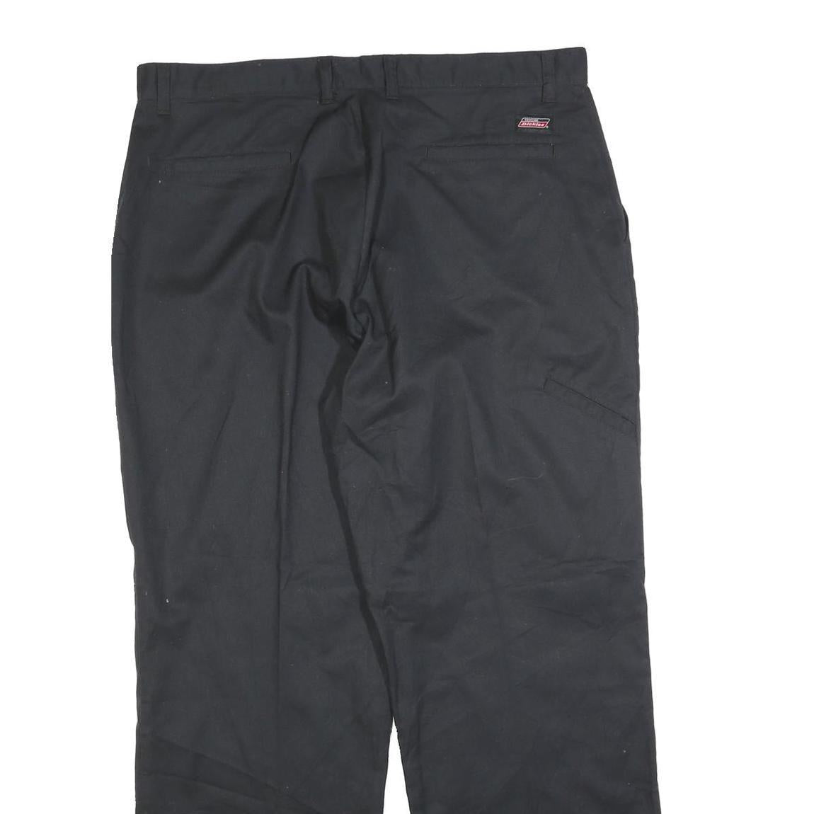 DICKIES Mens Black Regular Fit Straight Trousers Cotton Blend W36 L32 Workwear