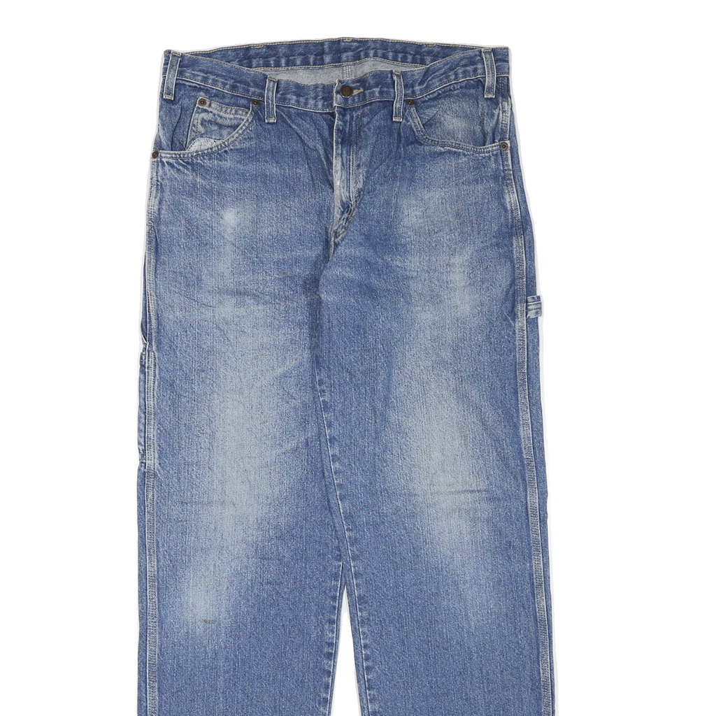DICKIES Mens Jeans Blue Regular Straight Denim Medium W34 L34 Workwear Casual
