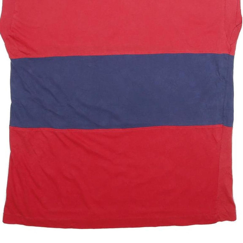 MTO Mens Red & Blue Colour Block T-Shirt L Short Sleeve Crew Neck Casual Summer