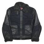 SNAP Mens Black & Black Faux Shearling Jacket XL Polyester Blend Zip Warm