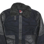 SNAP Mens Black & Black Faux Shearling Jacket XL Polyester Blend Zip Warm