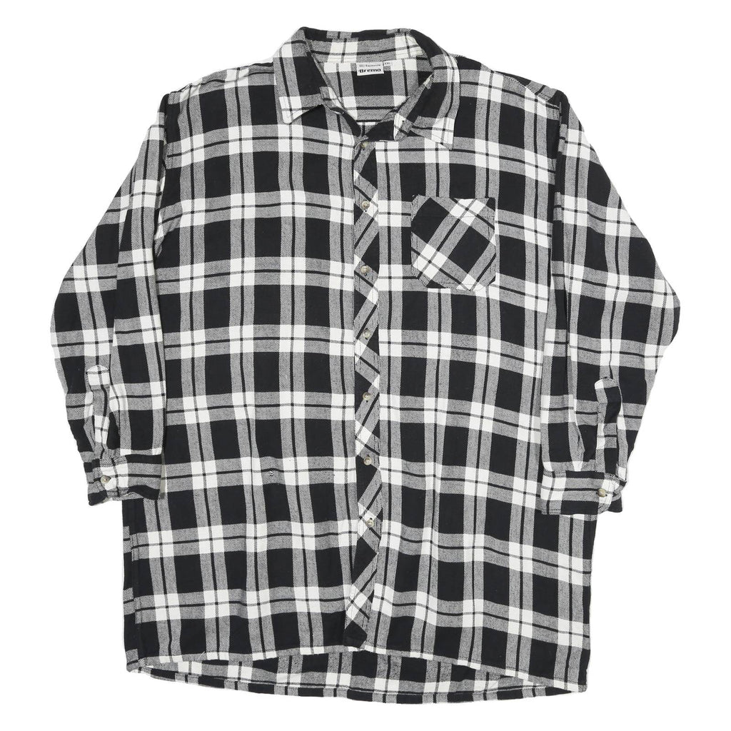 BREMO Mens Black & White Check Shirt 2XL Cotton Blend Long Sleeve Button