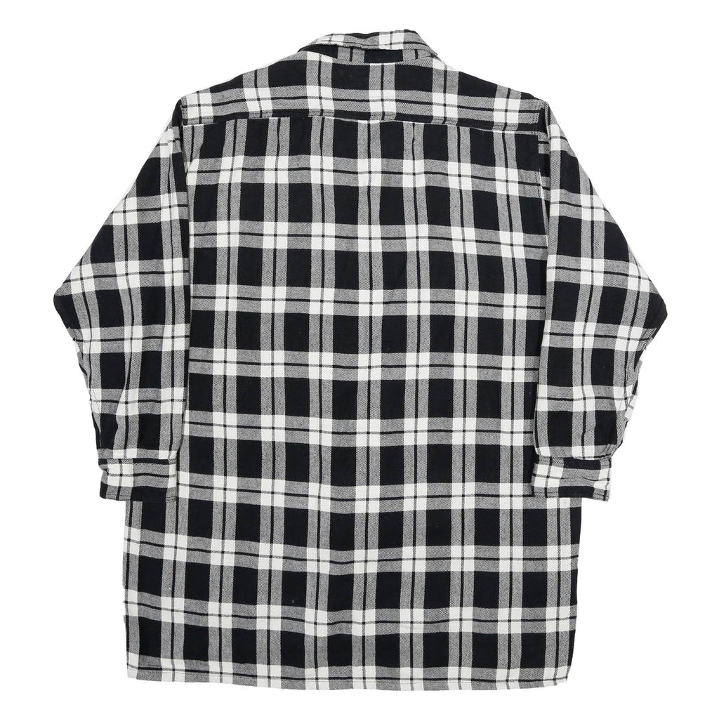 BREMO Mens Black & White Check Shirt 2XL Cotton Blend Long Sleeve Button