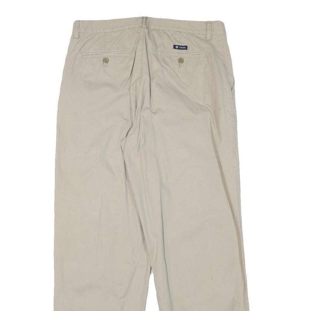 CHAPS Mens Regular Cotton Blend Beige Trousers W34 L32 Classic Zip Pocket