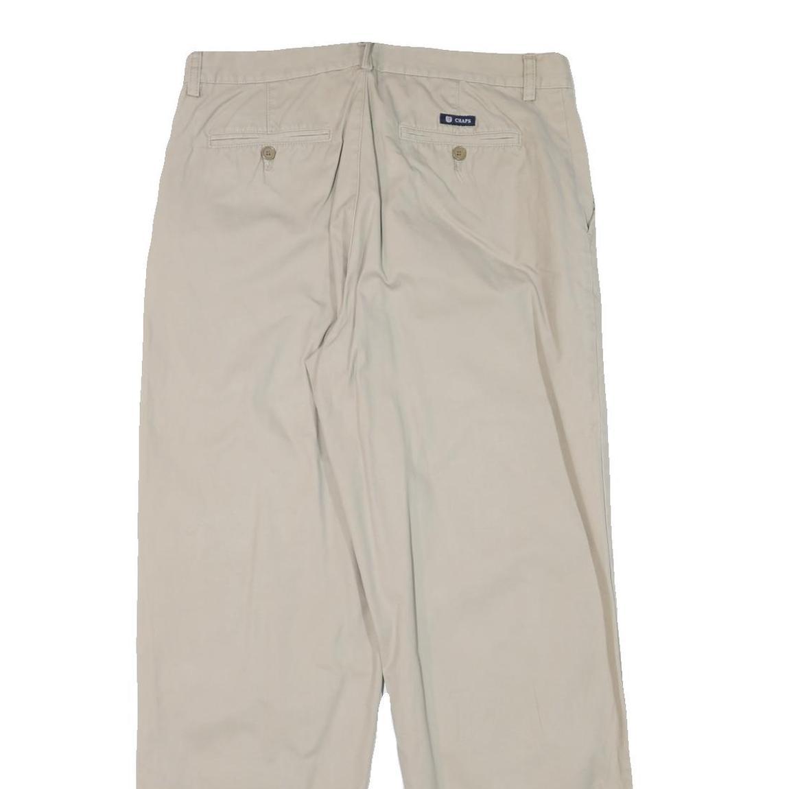 CHAPS Mens Regular Cotton Blend Beige Trousers W34 L32 Classic Zip Pocket