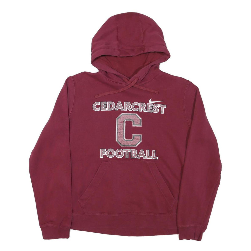 NIKE Mens Maroon Cedarcrest Football Pullover Hoodie L Cotton Blend