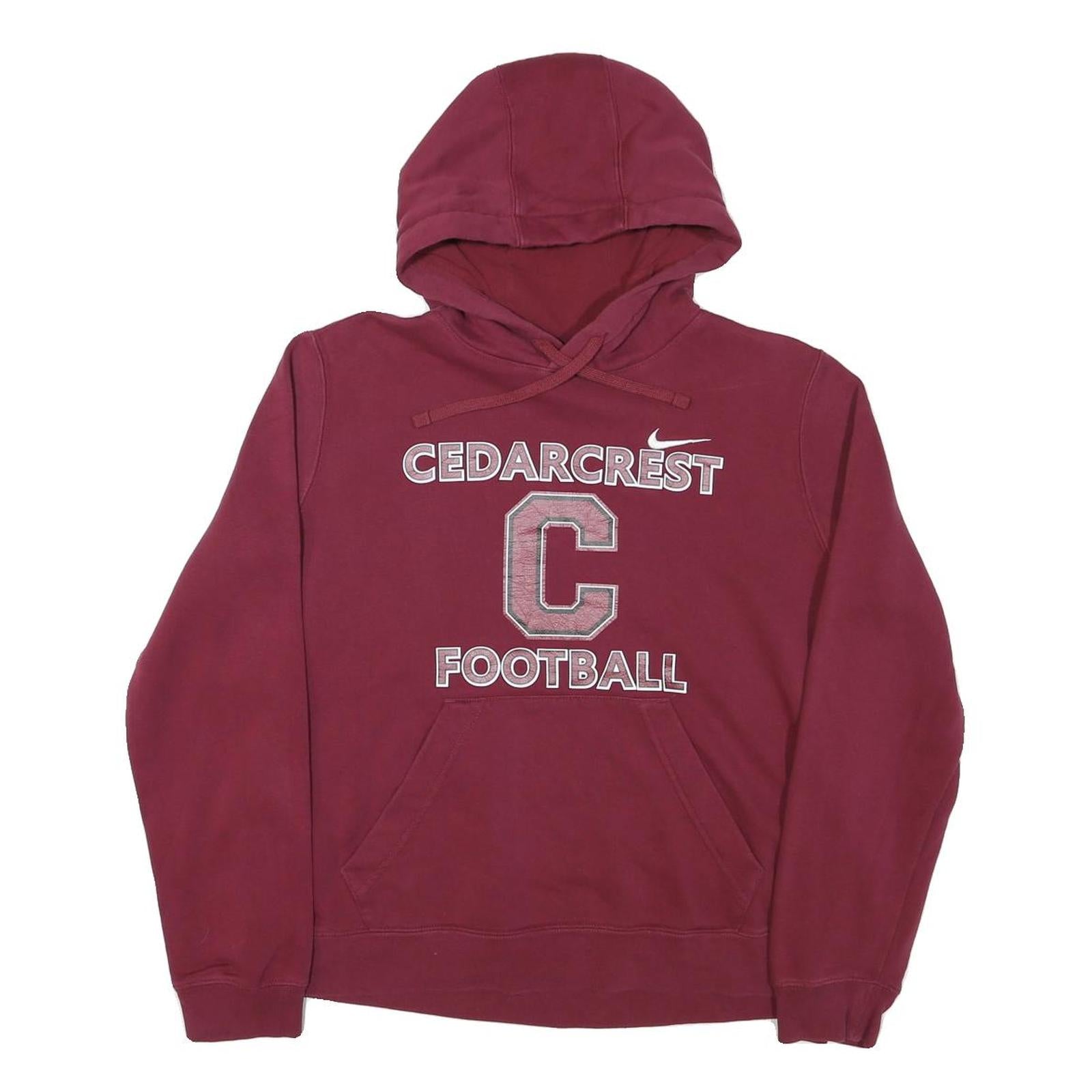 NIKE Mens Maroon Cedarcrest Football Pullover Hoodie L Cotton Blend