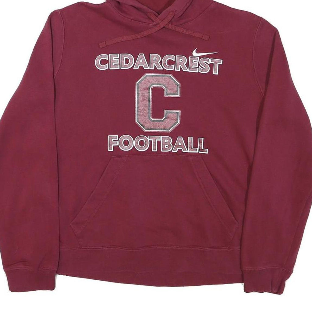 NIKE Mens Maroon Cedarcrest Football Pullover Hoodie L Cotton Blend