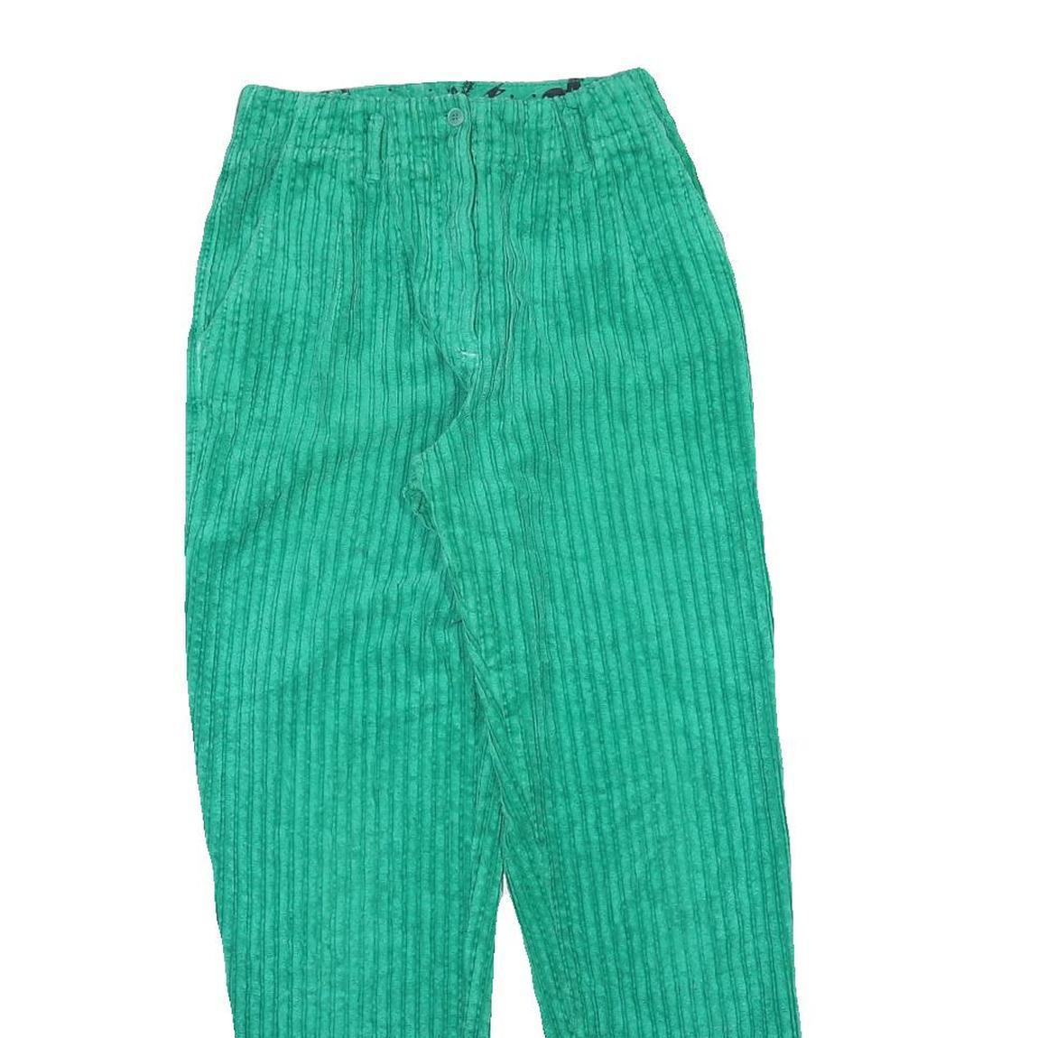 Womens Cotton Blend Regular Fit Green Corduroy Trousers W24 L28 Comfortable
