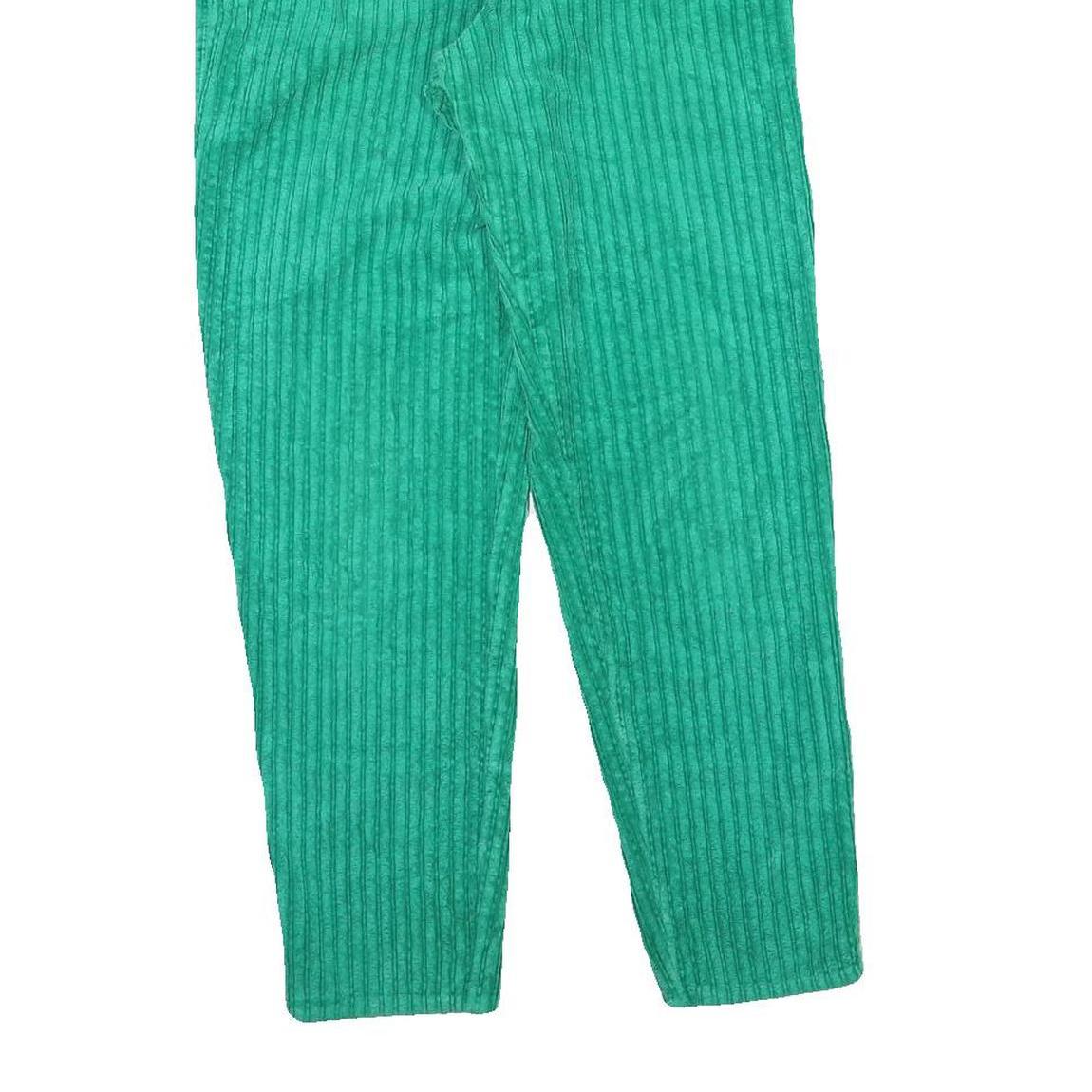 Womens Cotton Blend Regular Fit Green Corduroy Trousers W24 L28 Comfortable