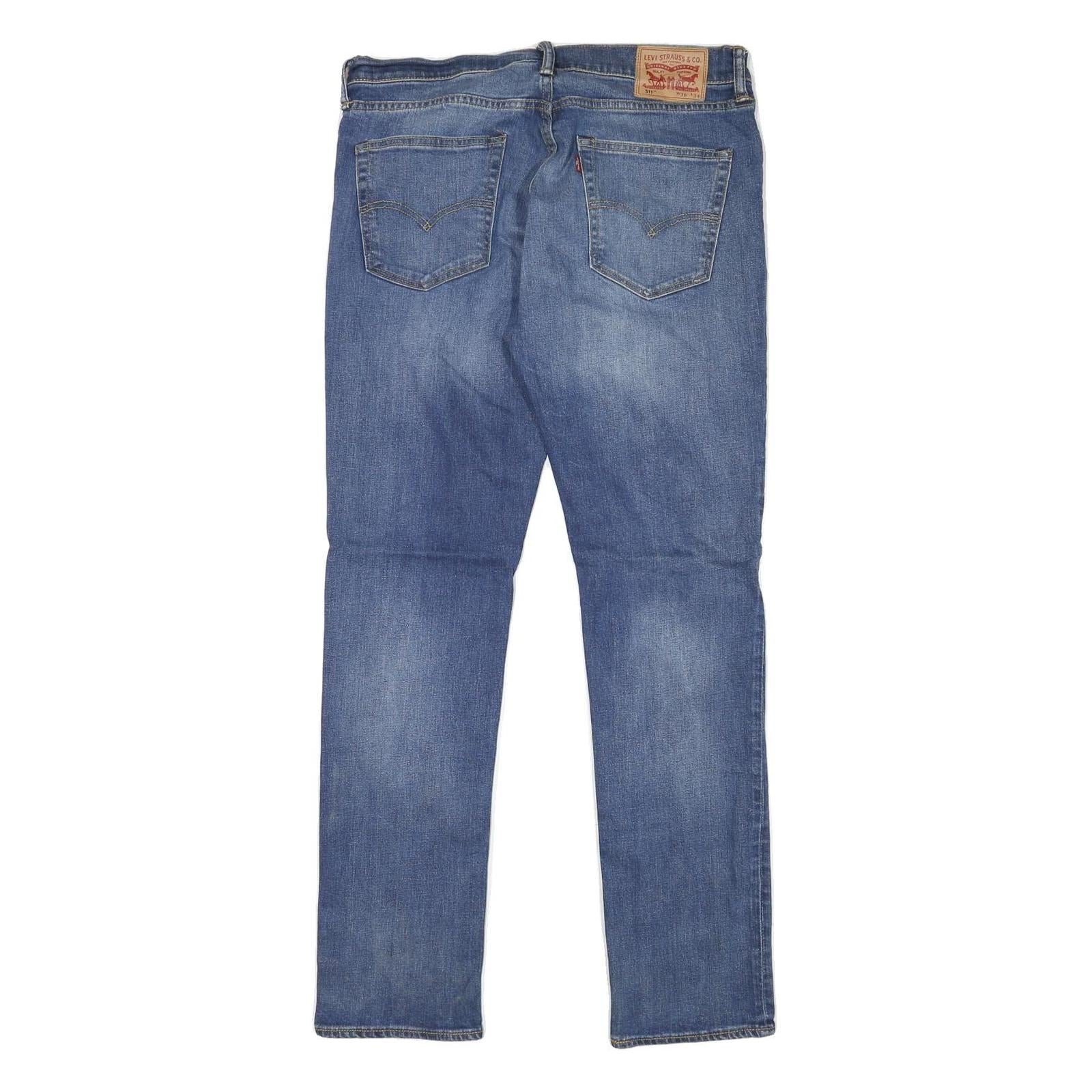 LEVI'S Mens Blue Slim Jeans Denim Medium W36 L34 Stylish Zip Closure