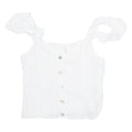 H&M Womens Ruffle Top White V-Neck UK 18