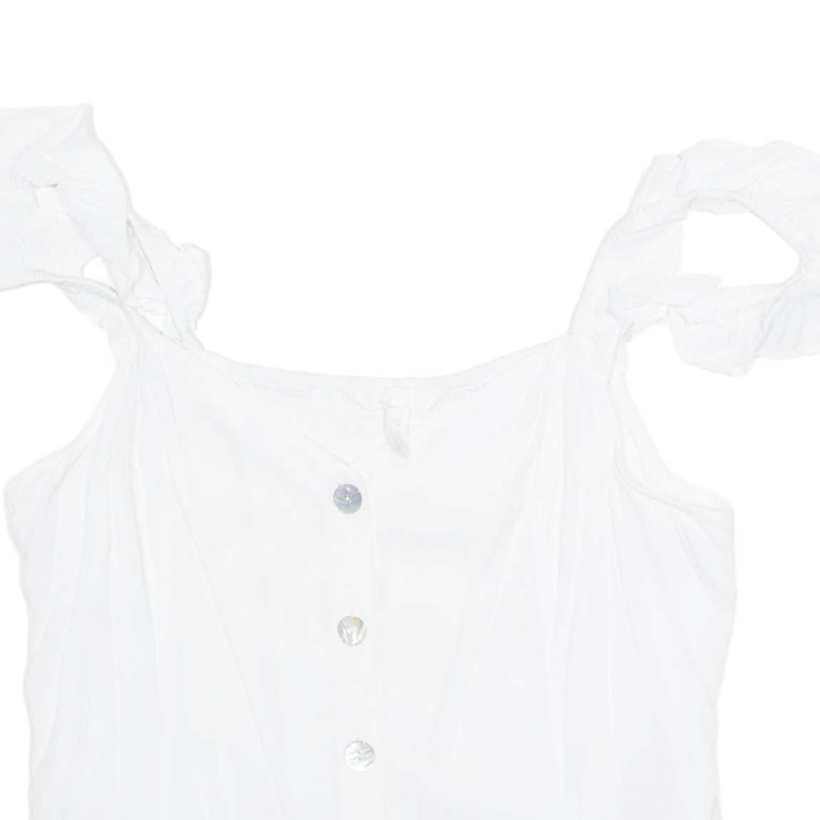 H&M Womens Ruffle Top White V-Neck UK 18