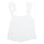 H&M Womens Ruffle Top White V-Neck UK 18
