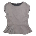 TED BAKER Womens Grey Wool Blend Peplum Top Sleeveless Round Neck L Stylish