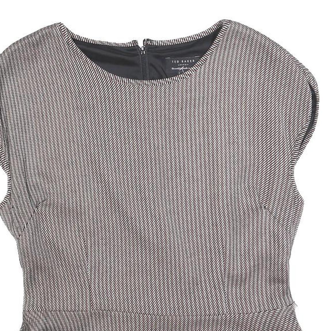 TED BAKER Womens Grey Wool Blend Peplum Top Sleeveless Round Neck L Stylish