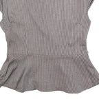 TED BAKER Womens Grey Wool Blend Peplum Top Sleeveless Round Neck L Stylish