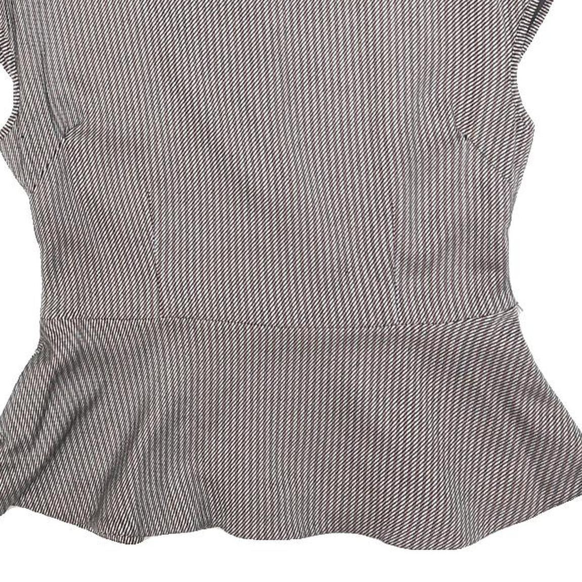TED BAKER Womens Grey Wool Blend Peplum Top Sleeveless Round Neck L Stylish