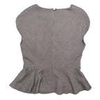 TED BAKER Womens Grey Wool Blend Peplum Top Sleeveless Round Neck L Stylish