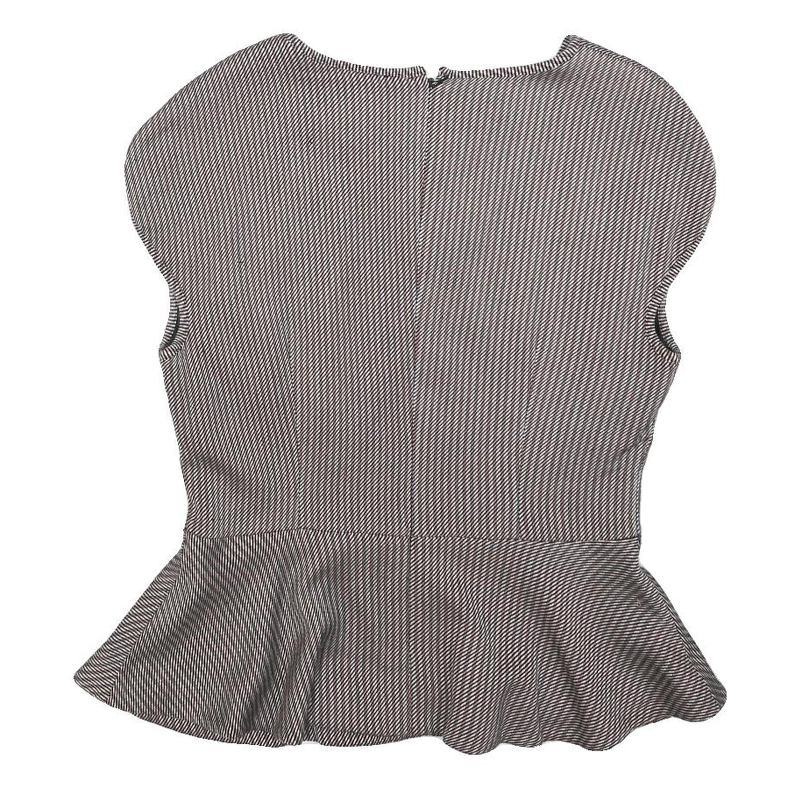 TED BAKER Womens Grey Wool Blend Peplum Top Sleeveless Round Neck L Stylish