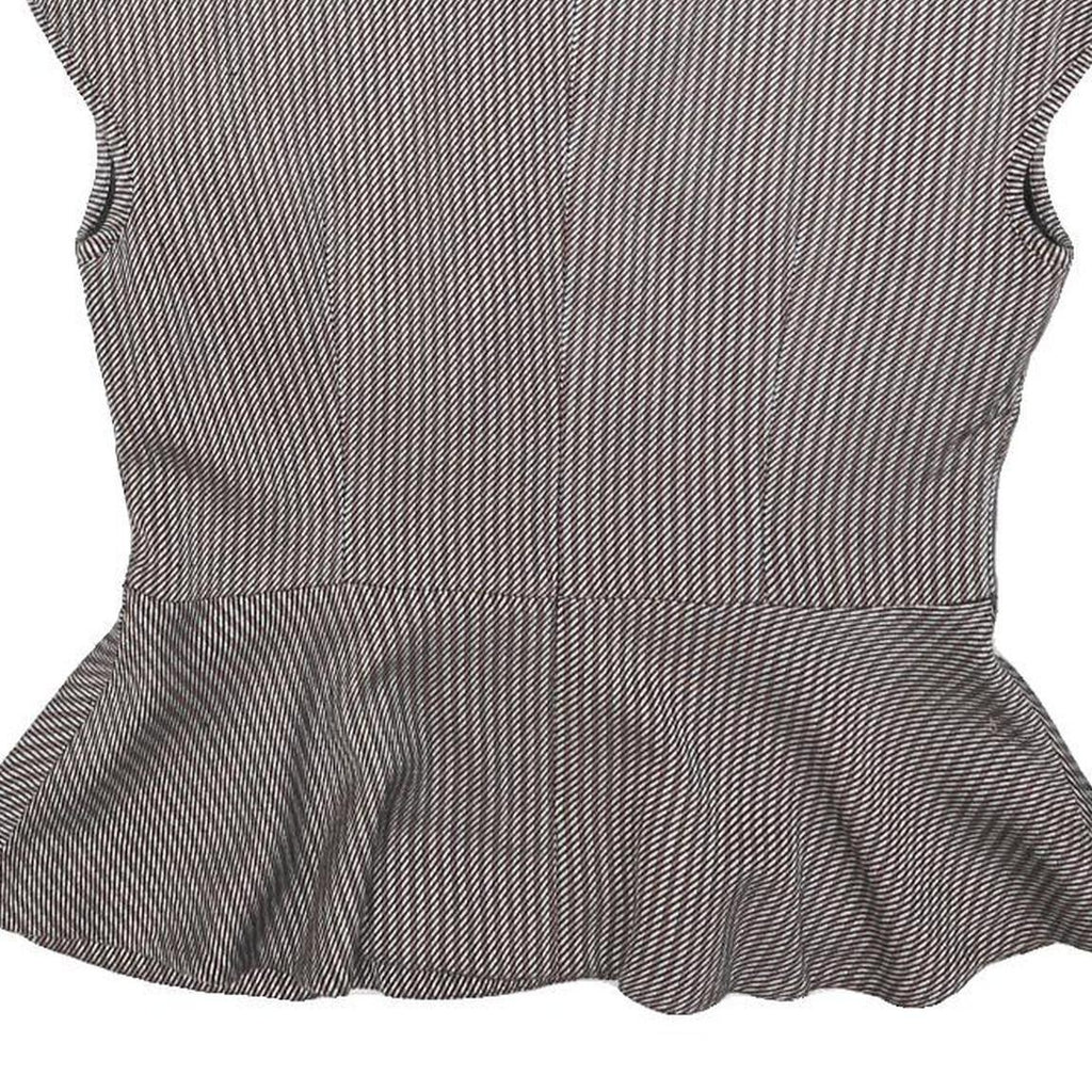 TED BAKER Womens Grey Wool Blend Peplum Top Sleeveless Round Neck L Stylish