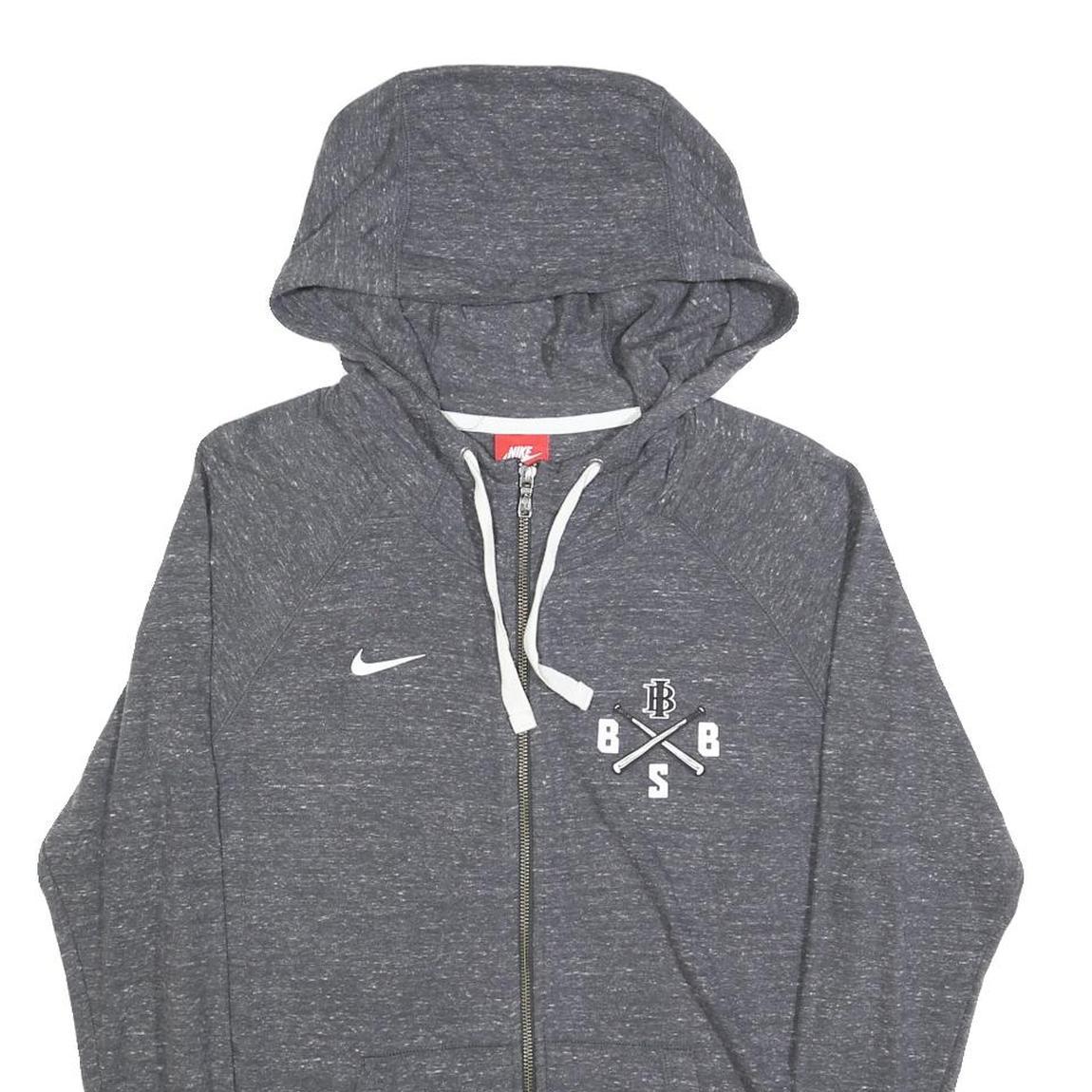 NIKE Mens Grey Heather Zip Up Hoodie L Cotton Blend Casual Sports Style