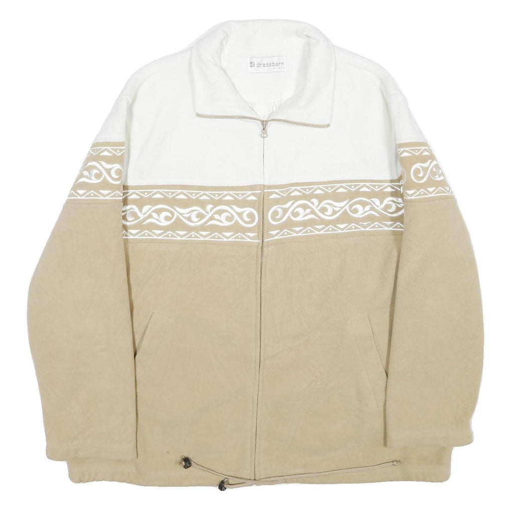 DRESSBARN Womens White & Beige Patterned Track Jacket XL Polyester Zip