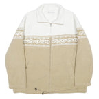 DRESSBARN Womens White & Beige Patterned Track Jacket XL Polyester Zip