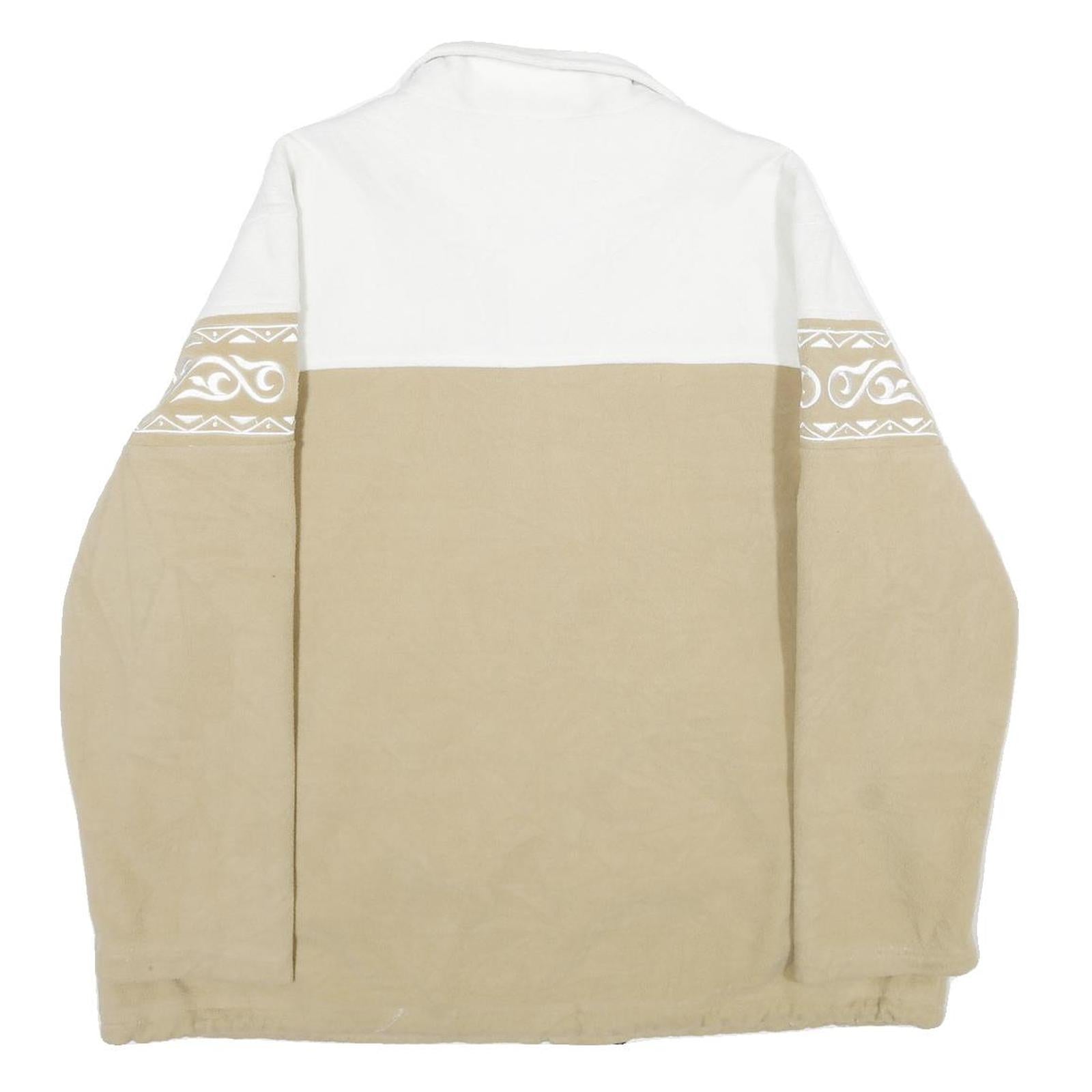 DRESSBARN Womens White & Beige Patterned Track Jacket XL Polyester Zip