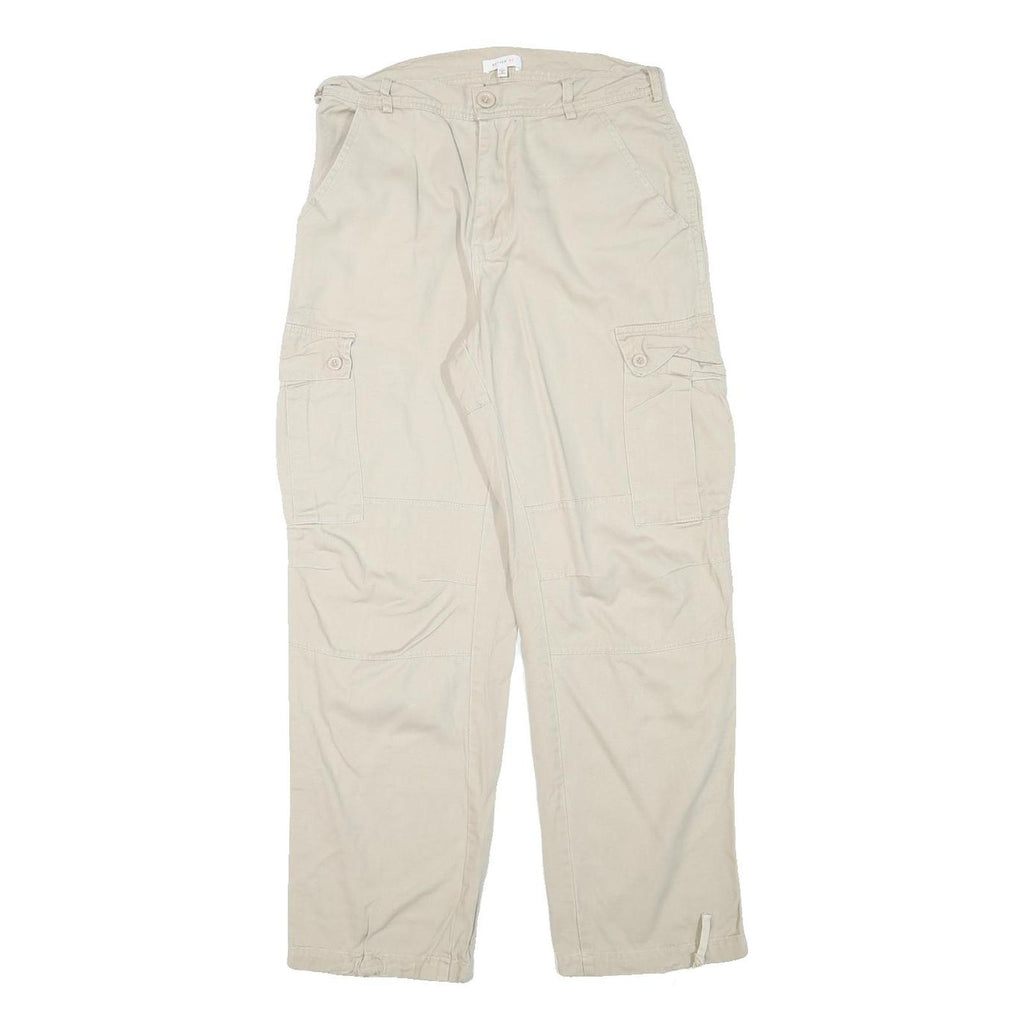 BETTER BE Womens Relaxed Beige Cotton Blend Cargo Trousers W29 L28 Zip Pockets