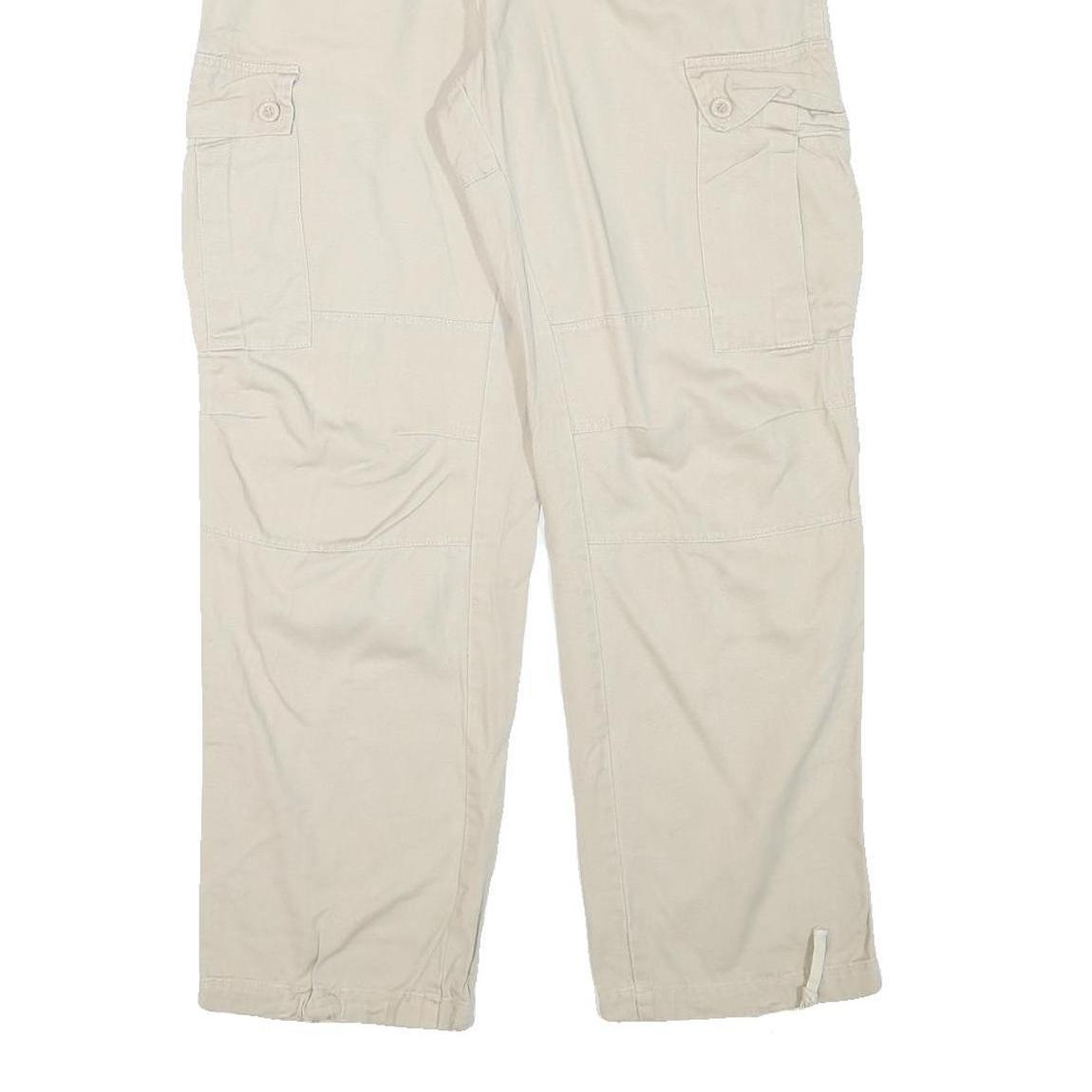 BETTER BE Womens Relaxed Beige Cotton Blend Cargo Trousers W29 L28 Zip Pockets