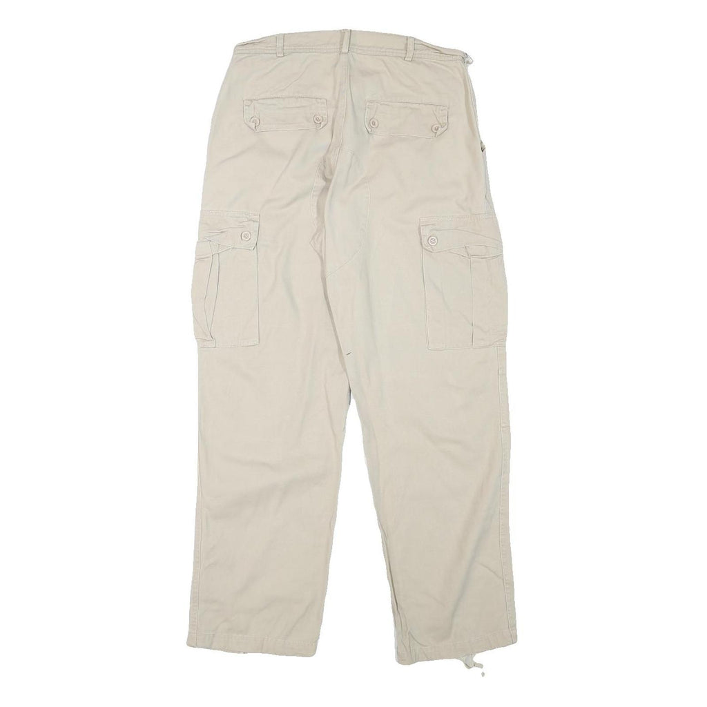 BETTER BE Womens Relaxed Beige Cotton Blend Cargo Trousers W29 L28 Zip Pockets